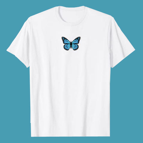 Blue Butterfly Fashion Emoji Icon Style T-Shirt